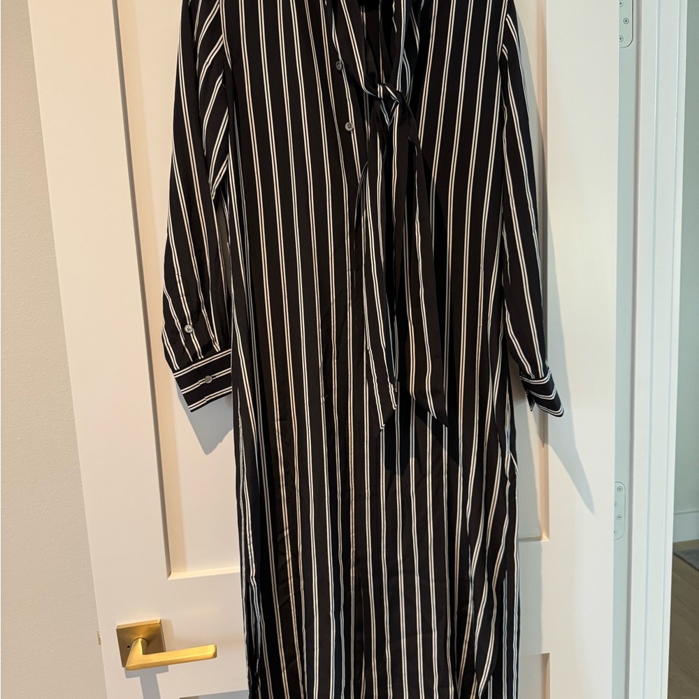 Polo Ralph Lauren Striped Black and White Tie Neck Dress - Picture 2 of 2